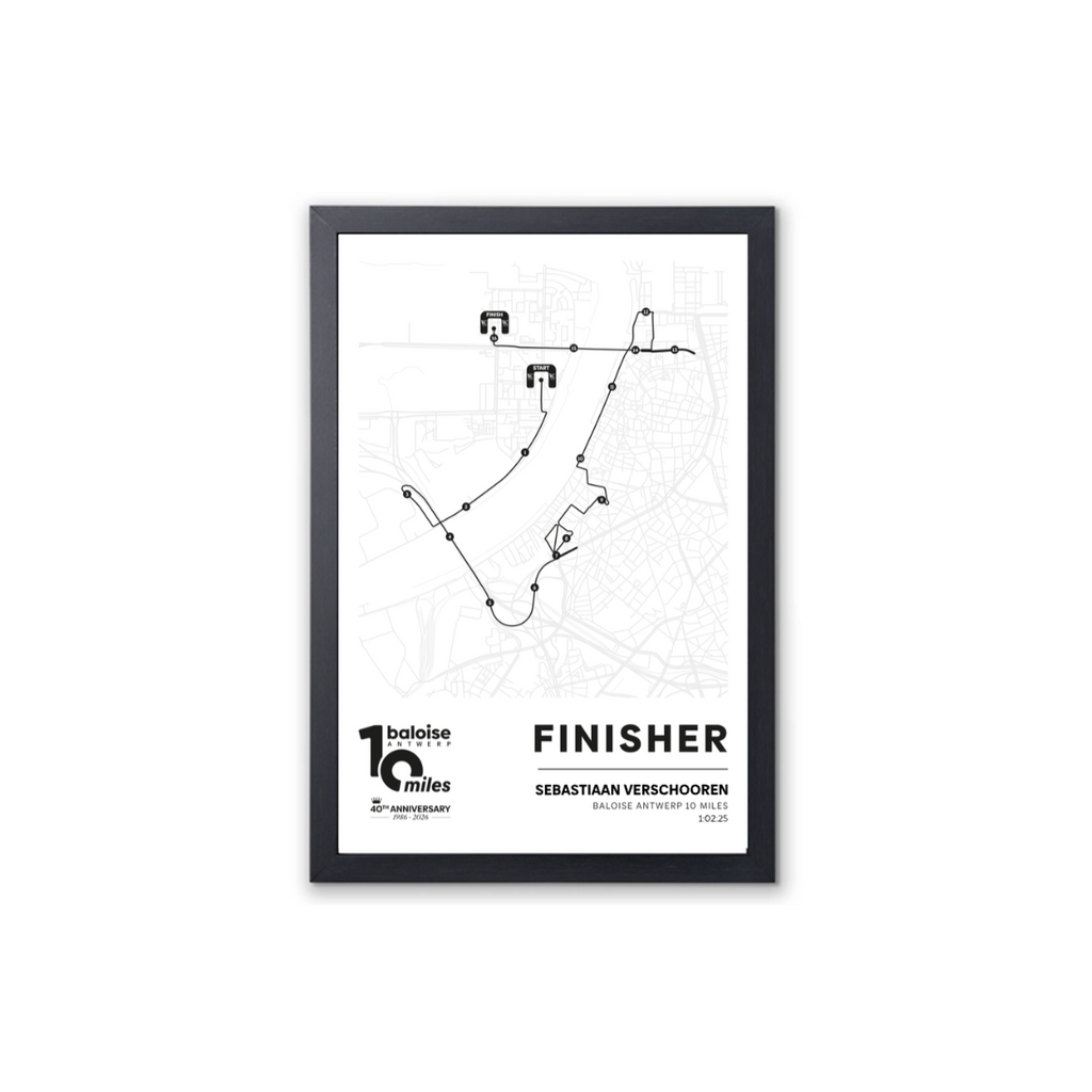 Baloise Antwerp 10 Miles - Framed poster parcours - 30x45cm