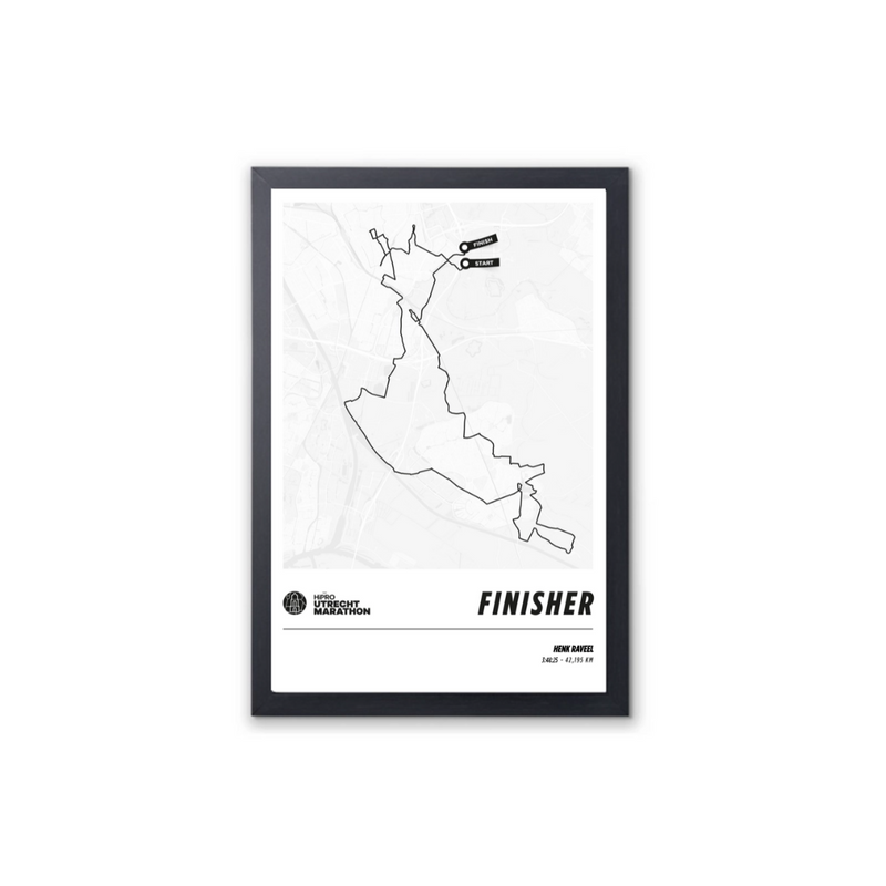 HiPRO Utrecht Marathon - Framed finisher Poster Parcours 30x45cm