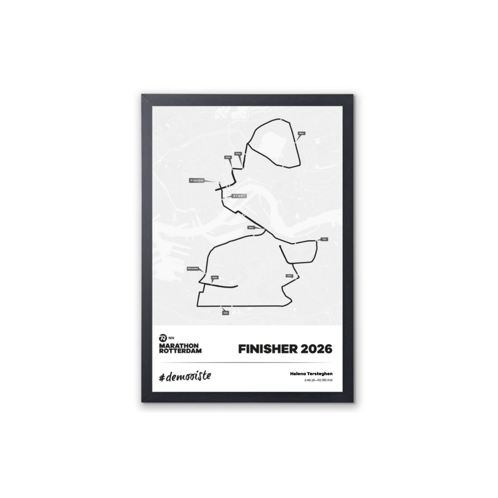 NN Marathon Rotterdam - Framed poster finisher marathon parcours 30x45cm