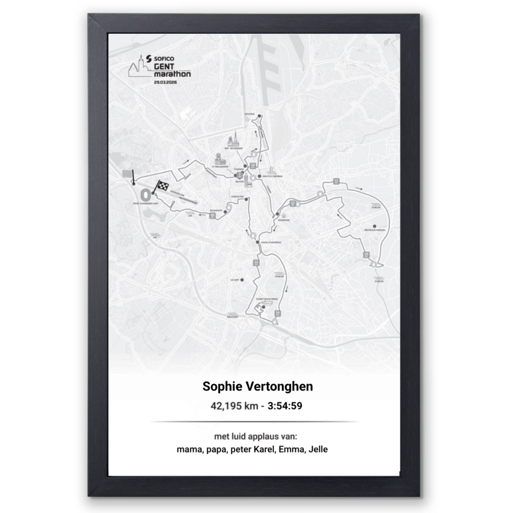 Sofico Gent Marathon - Framed poster finisher marathon supporters - 40 x 60 cm