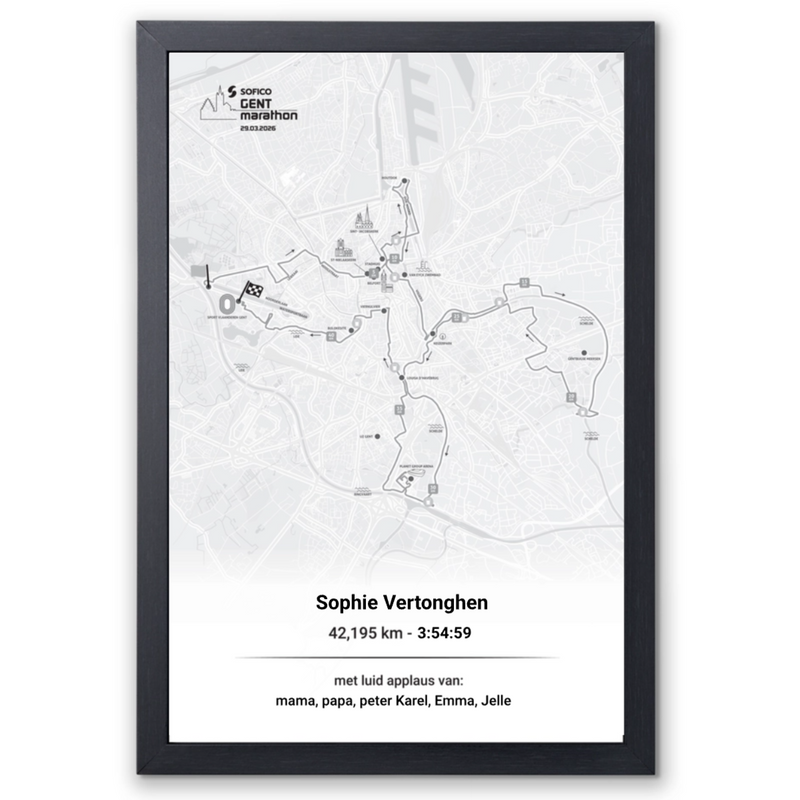 Sofico Gent Marathon - Framed poster finisher marathon supporters - 40 x 60 cm