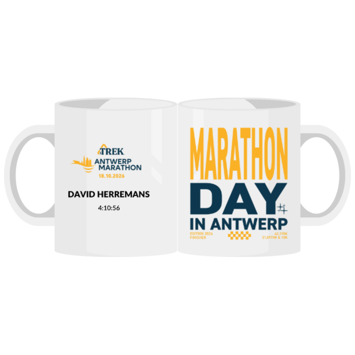 TREK Antwerp Marathon - finisher mug 