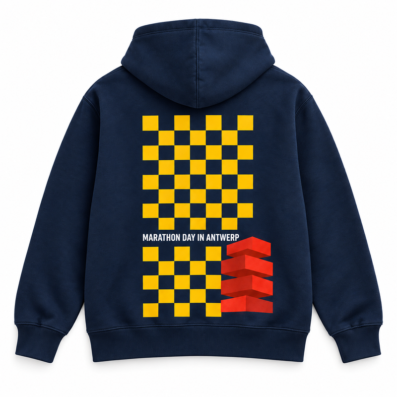 TREK Antwerp Marathon - pattern hoodie navy 